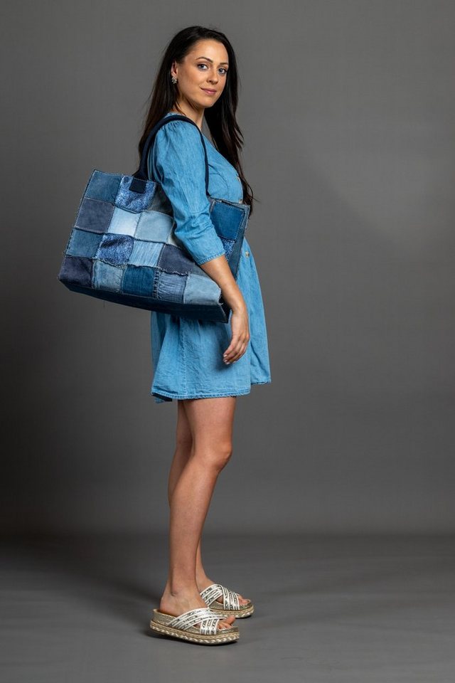 COLLEZIONE ALESSANDRO Schultertasche Patchwork, aus Leder und Jeansstoff von COLLEZIONE ALESSANDRO