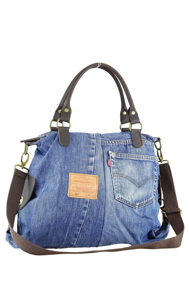 COLLEZIONE ALESSANDRO Shopper Montana, aus Jeans und Glattleder mit langen Henkeln von COLLEZIONE ALESSANDRO