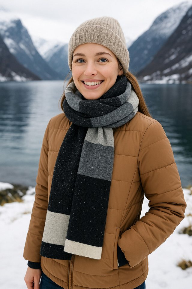 COLLEZIONE ALESSANDRO Wollschal Kuschelweich, (1-St), eleganter schwarz-mix, Made in Italy von COLLEZIONE ALESSANDRO