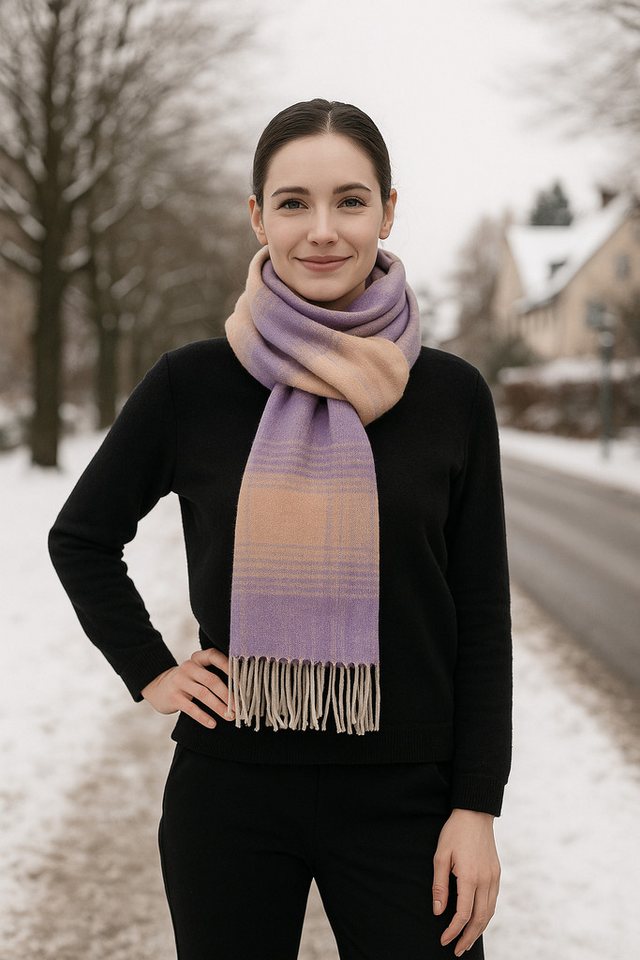 COLLEZIONE ALESSANDRO Wollschal Melbalila, (1-St), in hellem lila und pfirsich, Made in Italy von COLLEZIONE ALESSANDRO