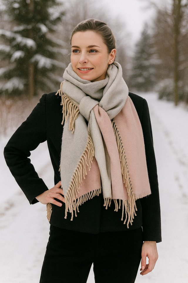 COLLEZIONE ALESSANDRO Wollschal Wendeschal, (1-St), in rosa-grau, Made in Italy von COLLEZIONE ALESSANDRO