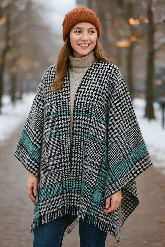 COLLEZIONE ALESSANDRO XXL-Schal Hahnentritt, (1-St), schwarz-weiß mit braun von COLLEZIONE ALESSANDRO