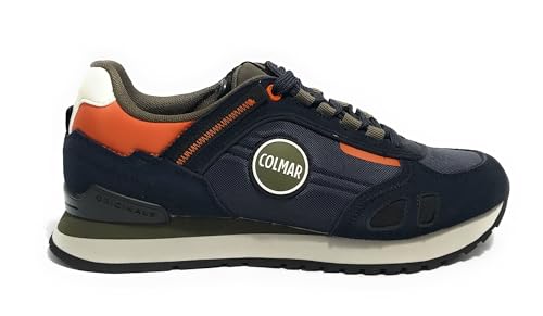 Colmar Unisex Travis Sport Colors Navy-Military Green-ORANGE 012 TG 41 Zapatillas, EU von COLMAR