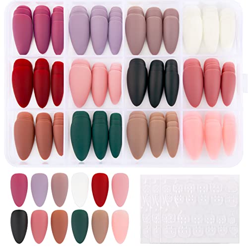 288 Pcs Nägel zum Aufkleben Lang 12 Farben Künstliche Nägel Falsche Nägel Matte Bunt Fingernägel DIY Nagelkunst Fake Nails für Frauen Damen mit Kleberpads (D) von COLOFALLA