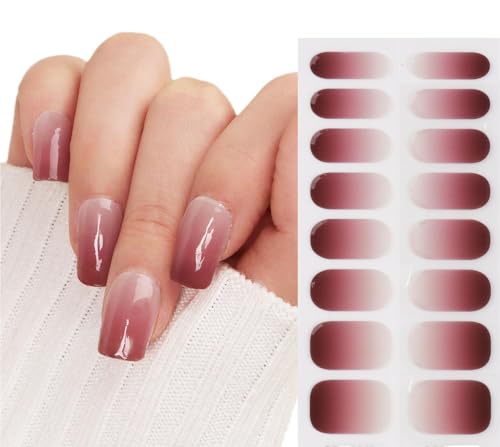 COLOFALLA 16 pcs Nagelfolie UV Härtend Gelnagelfolie UV Rot Selbstklebend Nail Wraps UV Nagelaufkleber DIY Nagelsticker Nagel Kunst Nagel Dekoration für Frau Damen von COLOFALLA