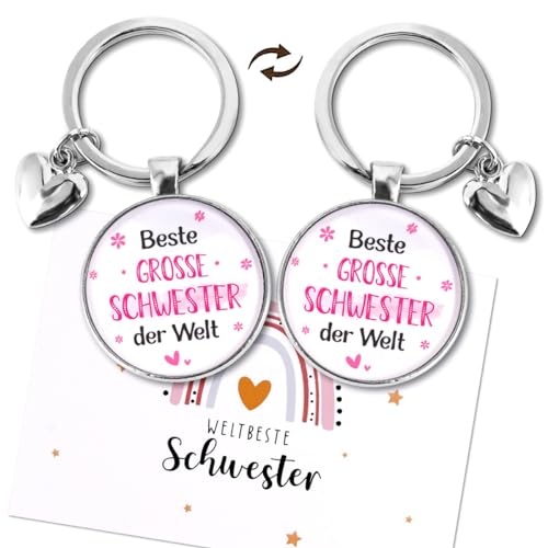 COLOFALLA Geschenk zur Geburt Schwester Geschenk Schlüsselanhänger Große Schwester Beste Freundin Geschenke zum Geburtstag Weihnachten Schlüsselanhänger Mädchen Frauen Schlüsselring von COLOFALLA