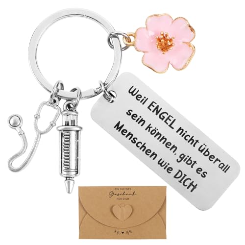 COLOFALLA Krankenschwester Geschenk Schlüsselanhänger mit Umschlag Krankenschwester Zubehör Arzt Geschenke Arzt Schlüsselanghänger Spritzen Anhänger (Spritze) von COLOFALLA
