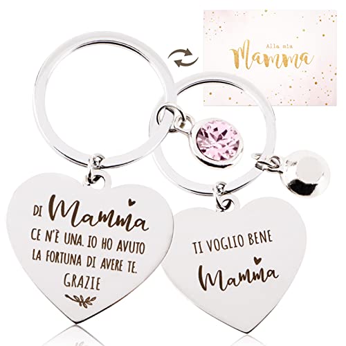 COLOFALLA Schlüsselanhänger für Mama beste Mama der Welt doppelseitige Gravur Herz auf Italienisch Muttertag Weihnachten Geschenke (B) von COLOFALLA