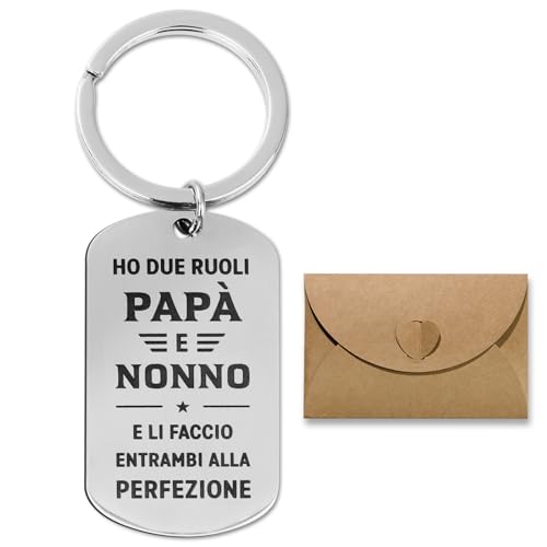 COLOFALLA Weihnachten Papa Geschenk Papa Geschenk Papa Schlüsselanhänger auf Italienisch Geschenkideen Vater Geschenke für Bester Papa der Welt Vater Geburtstag Geschenk Vatertag Weihnachten (Silbern) von COLOFALLA