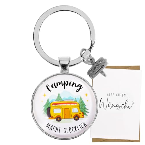 COLOFALLA Wohnmobil Schlüsselanhänger Wohnmobil Geschenk Camping Macht Glücklich Deko Zubehör Geschenke für Camper Camperin Geburtstag Wohnwagen Campervan Weihnachten Neujahrsgeschenk von COLOFALLA