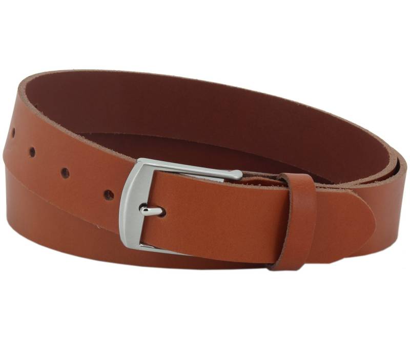 COLOGNEBELT Ledergürtel D9-PL 3,5 cm breiter Ledergürtel in Cognac mit eleganter Gürtelschließe für Damen und Herren von COLOGNEBELT