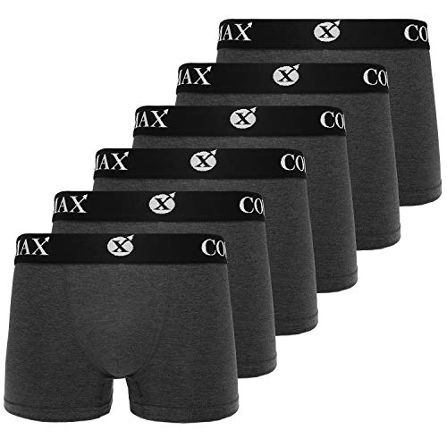 COLOMAX Herren Boxershorts Unterhosen Unterwäsche Baumwolle S-M-L-XL-XXL 6er Set (M, Dunkelgrau (Melange)) von COLOMAX