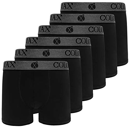 COLOMAX Premium Viskose Unterhosen Boxershorts Atmungsaktiv Bequem Business 6er Pack, Schwarz, L von COLOMAX
