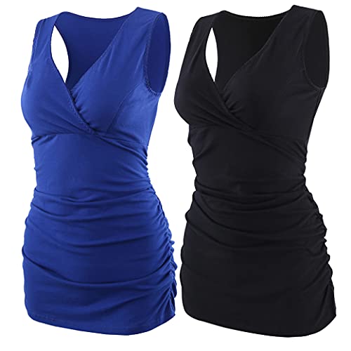 COLOMI Mutterschaft Still-Tanktop Frauen Mutterschaft Pyjama Tops Stillen Cami Schlaf BH zum Stillen, Schwarz + Blau/2er-Pack, Mittel COLOMI Mutterschaft Still-Tanktop Frauen Mutterschaft Pyjama Tops Stillen Cami Schlaf BH zum Stillen, Schwarz + Blau/2er-Pack, Mittel von COLOMI