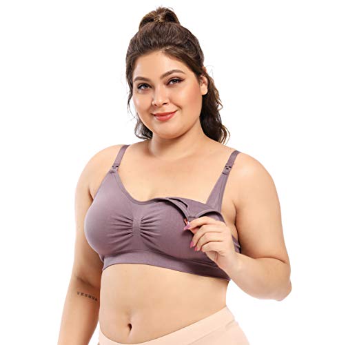 COLOMI Nahtloser Mutterschafts-Still-BH Drahtloses Stillen Schlaf Bralette für die Schwangerschaft (Purple, 4XL) von COLOMI