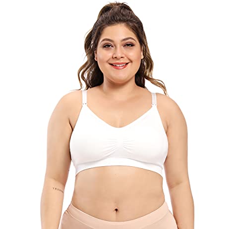 COLOMI Nahtloser Mutterschafts-Still-BH Drahtloses Stillen Schlaf Bralette für die Schwangerschaft (White, 3XL) von COLOMI