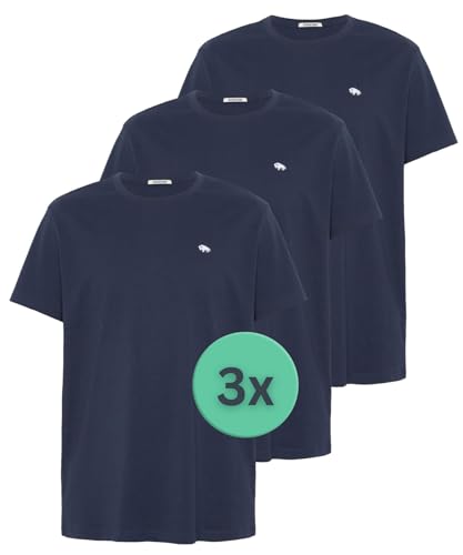 Colorado Herren TShirt Set aus 100% Baumwolle I 3x Basic TShirt Herren in derselben Farbe I Lässiges & bequemes Casual T Shirt Herren mit Büffel-Logo I T Shirts Männer Gr. S-3XL I Schwarz, Blau & Weiß von Colorado Denim