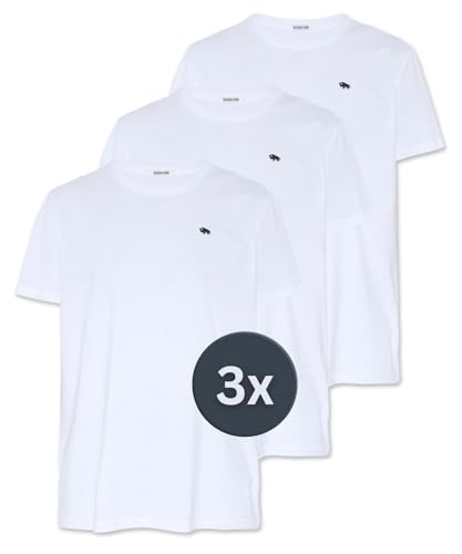Colorado Herren TShirt Set aus 100% Baumwolle I 3x Basic TShirt Herren in derselben Farbe I Lässiges & bequemes Casual T Shirt Herren mit Büffel-Logo I T Shirts Männer Gr. S-3XL I Schwarz, Blau & Weiß von Colorado Denim