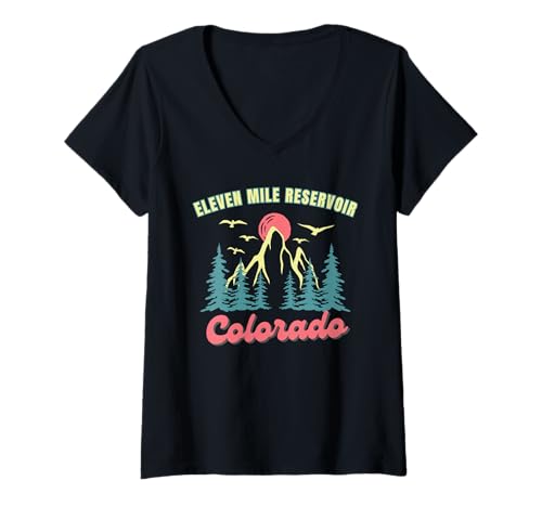 Damen Eleven Mile Reservoir Mountain Adventure Camping Urlaub T-Shirt mit V-Ausschnitt Damen Eleven Mile Reservoir Mountain Adventure Camping Urlaub T-Shirt mit V-Ausschnitt von COLORADO VIBES