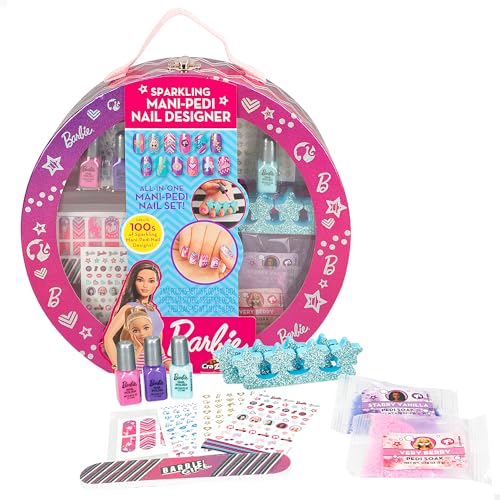 Colorbaby Barbie 48428 Nagelstudio, Maniküre- und Pediküre-Set, inkl. Nagellack, Feile, Aufkleber und Aufkleber, Zehentrenner, Beauty-Set für Mädchen, 8 Jahre, 48428 von COLORBABY