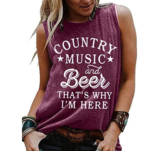 COLORFUL BLING Country Music Tank Tops Damen Western Howdy Tees Weste Cowgirl Urlaub Ärmellos Tops Konzert Outfits, Purple Beer, Klein von COLORFUL BLING