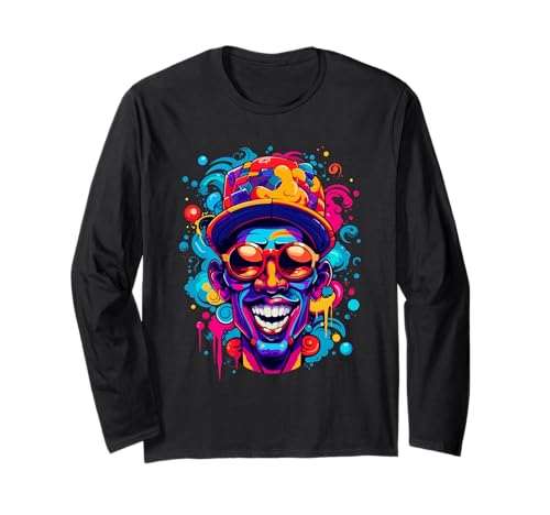 COOL Man Design. Bunte Sonnenbrille und Hut, Hintergrund Langarmshirt von COLORFUL MAN WITH SUNGLASSES AND HAD. GREAT DESIGN