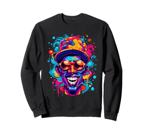 COOL Man Design. Bunte Sonnenbrille und Hut, Hintergrund Sweatshirt von COLORFUL MAN WITH SUNGLASSES AND HAD. GREAT DESIGN