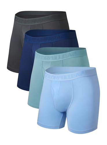 COLORFULLEAF Bambus Boxershorts Herren Lang 3/4er Pack Unterhosen Männer Stretch Atmungsaktiv Unterwäsche mit Eingriff(4A,M) von COLORFULLEAF