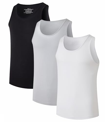 COLORFULLEAF Unterhemd Herren Tank Top aus Bambus 3 Pack Unterhemden Männer Schwarz Weiss Mehrfarbig(Black/Weiß/Grau,L) von COLORFULLEAF