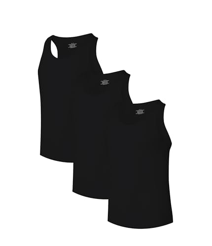 COLORFULLEAF 3er Pack Bambus Tank Top Herren Stretch Unterhemd Männer Einfarbig Business Arbeitstshirts(Schwarz,XL) von COLORFULLEAF