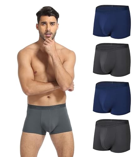 COLORFULLEAF Boxershorts Herren Kurz aus Bambus Viskose 4er Pack Unterhosen Männer Retroshorts Unifarben Trunks mit Stretch(2BLD,XL) von COLORFULLEAF