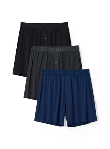 COLORFULLEAF Bambus Boxershorts Herren Boxershorts Locker Unterhosen Männer Atmungsaktive Weit Unterwäsche Herren 3er Pack(3C,XL) von COLORFULLEAF