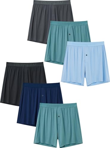 COLORFULLEAF Bambus Boxershorts Herren Boxershorts Locker Unterhosen Männer Atmungsaktive Weit Unterwäsche Herren 6er Pack(6A,L) von COLORFULLEAF