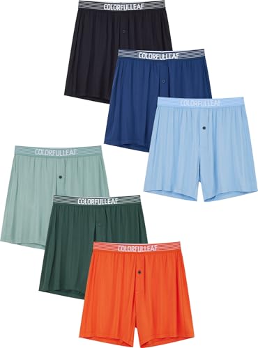 COLORFULLEAF Bambus Boxershorts Herren Boxershorts Locker Unterhosen Männer Atmungsaktive Weit Unterwäsche Herren 6er Pack(6C,L) von COLORFULLEAF