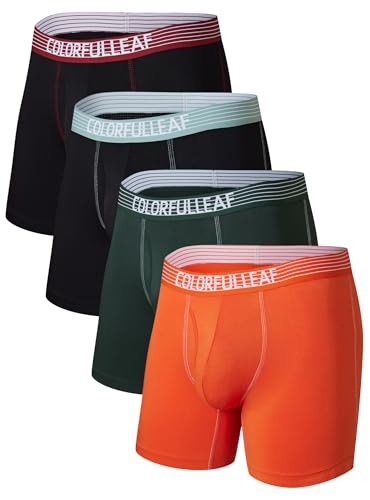 COLORFULLEAF Bambus Boxershorts Herren Lang Unterhosen Männer Atmungsaktive Weich Unterwäsche Retroshorts Herren 4er Pack(4D,L) von COLORFULLEAF