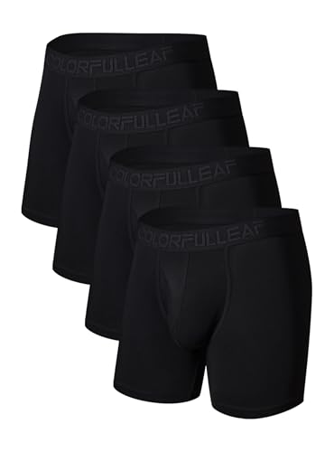 COLORFULLEAF Bambus Boxershorts Herren Lang 3/4er Pack Unterhosen Männer Stretch Atmungsaktiv Unterwäsche mit Eingriff(4B,XL) von COLORFULLEAF