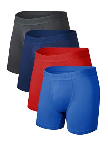 COLORFULLEAF Bambus Boxershorts Herren Lang 3/4er Pack Unterhosen Männer Stretch Atmungsaktiv Unterwäsche mit Eingriff(4F,XL) von COLORFULLEAF