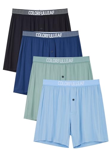 COLORFULLEAF Bambus Boxershorts Herren Boxershorts Locker Unterhosen Männer Atmungsaktive Weit Unterwäsche Herren 4er Pack(4A,M) von COLORFULLEAF