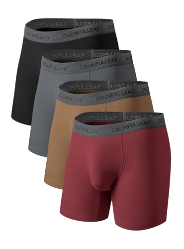 COLORFULLEAF Boxershorts Herren Bambus Unterhosen Männer Langes Bein Boxer Shorts for Men mit Stretch Trunks 3er/4er Pack(4E,S) von COLORFULLEAF