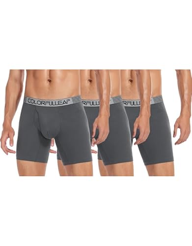 COLORFULLEAF Boxershorts Herren Bio Baumwolle 4er-Pack Unterhosen Männer Basic Trunk Baumwolle Retroshorts in Größe（3Grau,M von COLORFULLEAF