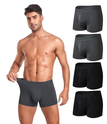 COLORFULLEAF Boxershorts Herren aus Bambus Rayon Atmungsaktiv Weich Männer Unterhosen 4er Pack Retroshorts Trunks mit Stretch(2BDR,M) von COLORFULLEAF