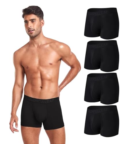 COLORFULLEAF Boxershorts Herren aus Bambus Rayon Atmungsaktiv Weich Männer Unterhosen 4er Pack Retroshorts Trunks mit Stretch(4B,S) von COLORFULLEAF
