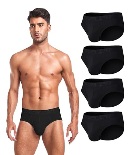 COLORFULLEAF Slip Herren aus Bambus Weich Unterhosen Männer Atmungsaktive Unterwäsche Basic Sport Slips 4er Pack(4B,L) von COLORFULLEAF