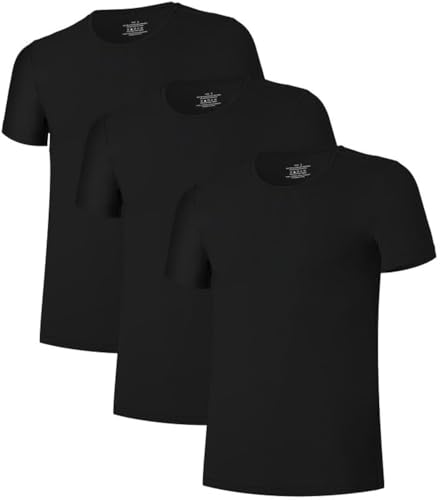 COLORFULLEAF 3/5er Pack Bambus Rundhals T-Shirt Herren Stretch Unterziehshirt Männer Einfarbig Business Arbeitstshirts(Schwarz,M) von COLORFULLEAF