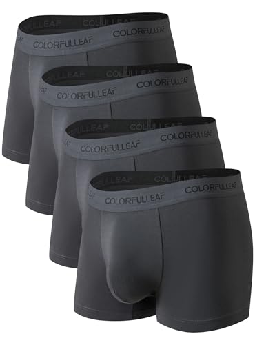 COLORFULLEAF Herren-Boxershorts, weicher Bambus, Stretch, Unterwäsche, offener Hosenschlitz, ohne Etikett, normale Beine, 4 Stück, Z7_dark grey-4 Pack-no Fly, X-Large von COLORFULLEAF