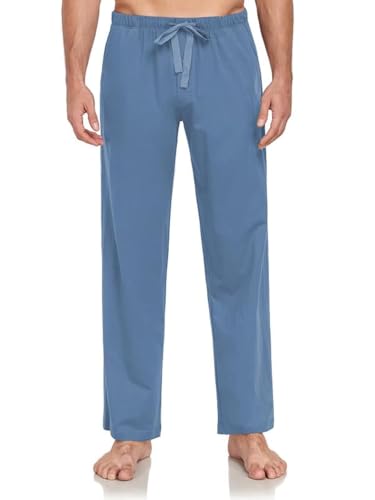COLORFULLEAF Schlafanzughose Herren Lang mit Tasche Relaxed Fit Pyjamahose für Männer Freizeithose Schlafhose 1/2er Pack(BlauXL) von COLORFULLEAF