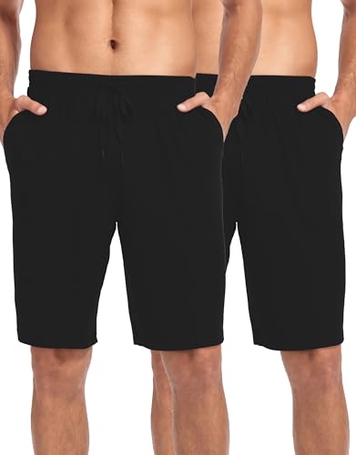 COLORFULLEAF 2er/3er Pack Schlafanzughose Herren Kurz Bambus Pyjamahose Schlafhose Weich Sommer Freizeithose für Männer(2 Stücke Schwarz,L) von COLORFULLEAF