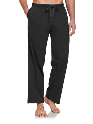 COLORFULLEAF Schlafanzughose Herren Lang Schlafhose Pyjamahose für Männer Jogginghose 1/2er Pack Haushose mit Taschen(Schwarz,L) von COLORFULLEAF