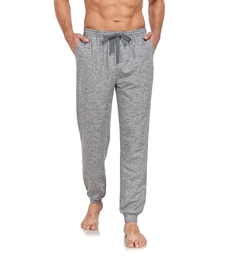 COLORFULLEAF Jogginghose Herren Baumwolle Schlafanzughose Männer Lang Schlafhose Leichte Freizeithose Sweatpants mit Bündchen(Heather Grey,L) von COLORFULLEAF