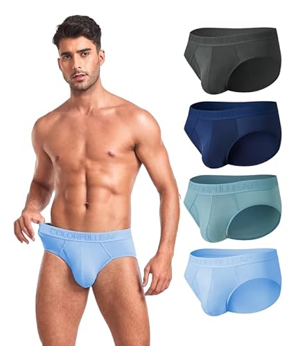 COLORFULLEAF Slip Herren aus Bambus Weich Unterhosen Männer Atmungsaktive Unterwäsche Basic Sport Slips 4er Pack(4A,S) von COLORFULLEAF